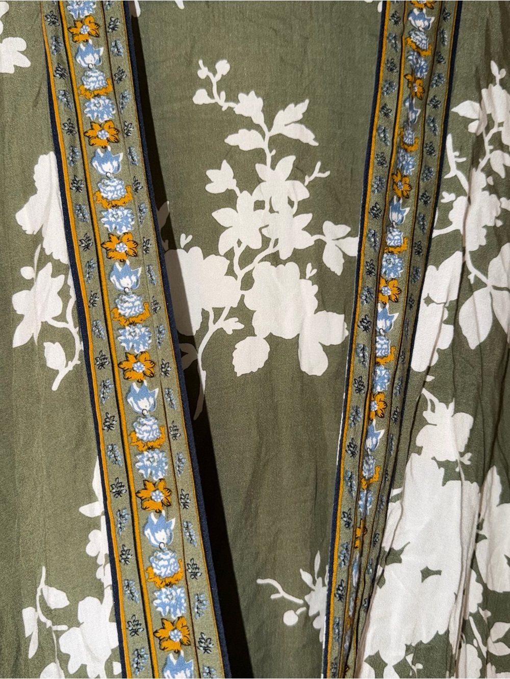 LOFT Outlet Olive Green Lightweight 100% modal floral duster long kimono M/L - Picture 7 of 15